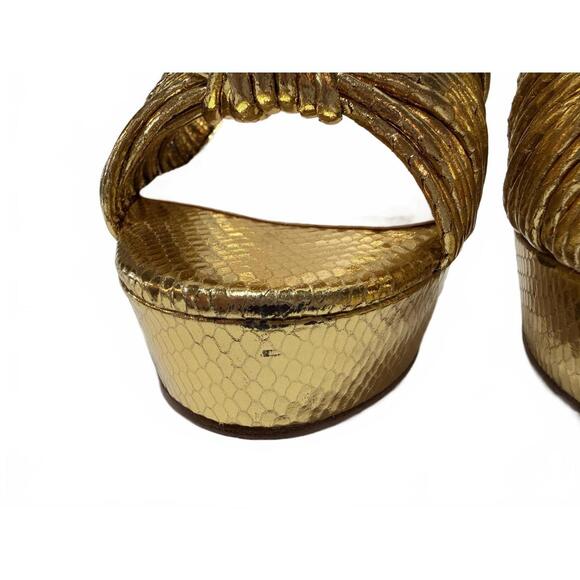 Jessica Simpson Gold Metallic Snake Platform Sandals Size 8.5M - Picture 3 of 7